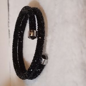 Black Swarovski crystal wrap bracelet
